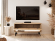 TV-Schrank 90 cm mit LED-Beleuchtung und schwarzen Beinen Aurelie Artisan Eiche