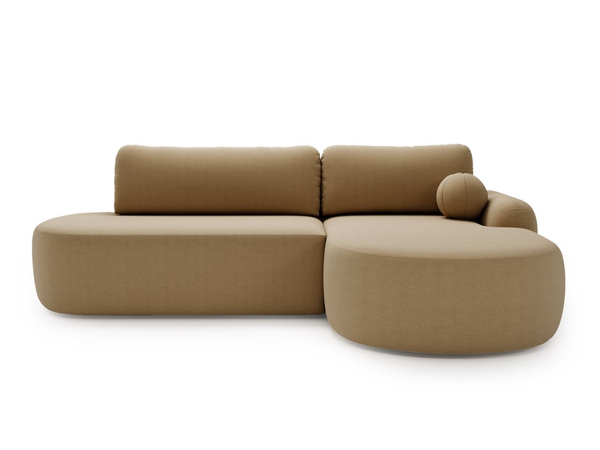 Ecksofa L-Form Rechts mit Schlaffunktion und Bettkasten Aurio O Hellbraun