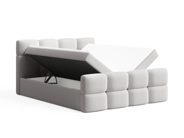 Boxspringbett mit Bettkasten 180x200 Rivon Hellgrau