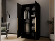 Kleiderschrank mit Spiegel 100 cm Lucca Schwarz mit goldenen Griffen