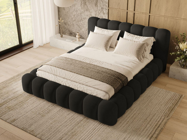 Polsterbett mit Bettkasten und Lattenrost 140x200 Averia Schwarz