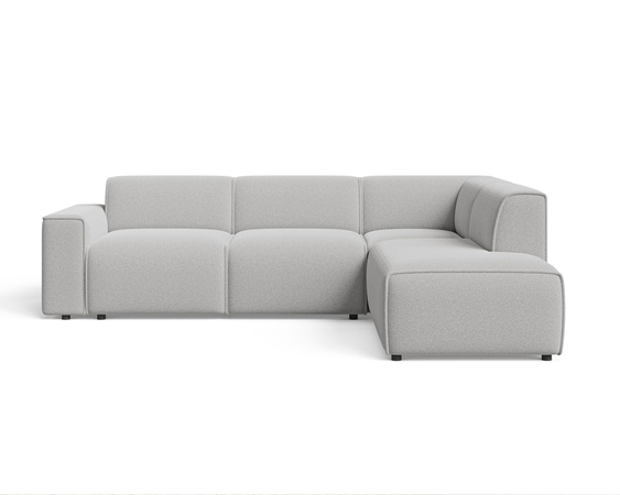 Ecksofa L-Form Rechts Eluno Bouclé-Stoff Grau