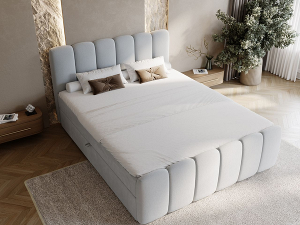Boxspringbett mit Bettkasten 180x200 Cloud Grau