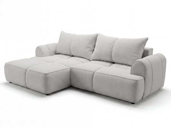 Ecksofa L-Form Links mit Schlaffunktion und Bettkasten Bonno Grau