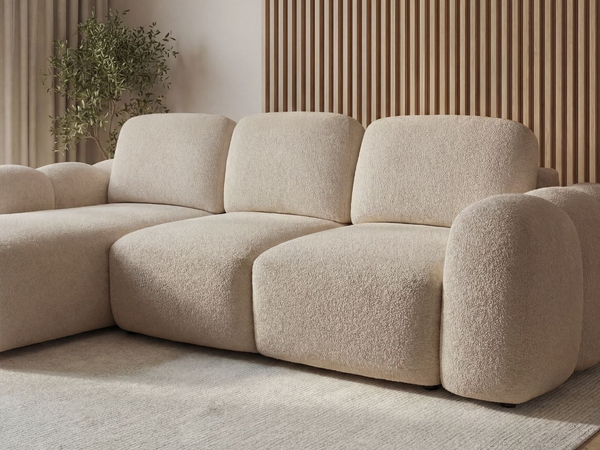 Ecksofa L-Form mit Schlaffunktion und Bettkasten Avelin Links Beige