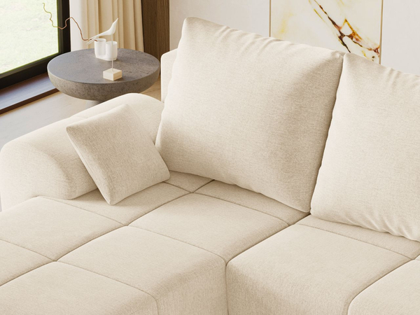Ecksofa L-Form mit Schlaffunktion und Bettkasten Monti Links Beige