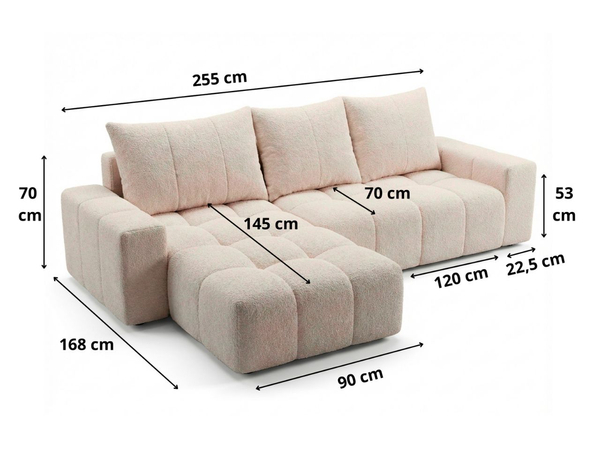 Ecksofa L-Form mit Schlaffunktion und Bettkasten Bresso Grau
