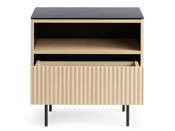 Nachtschrank mit Schublade und Led Auroé Eiche Vicenza