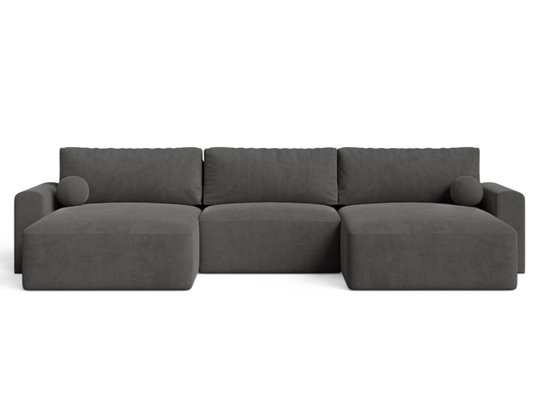 Wohnlandschaft mit Schlaffunktion und Bettkasten Aurora Dunkelgrau