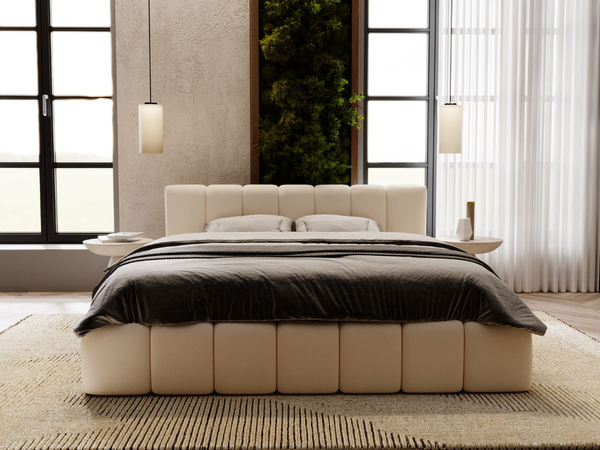 Polsterbett mit Bettkasten und Lattenrost 120x200 Split Creme
