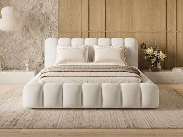 Polsterbett mit Bettkasten und Lattenrost 140x200 Averia Beige
