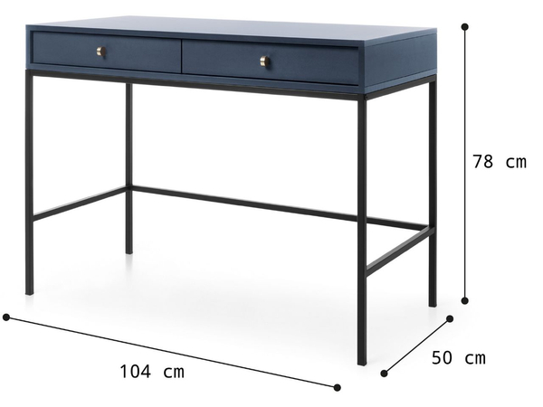 Schminktisch mit Schwarz Metallbeinen Amor Marineblau