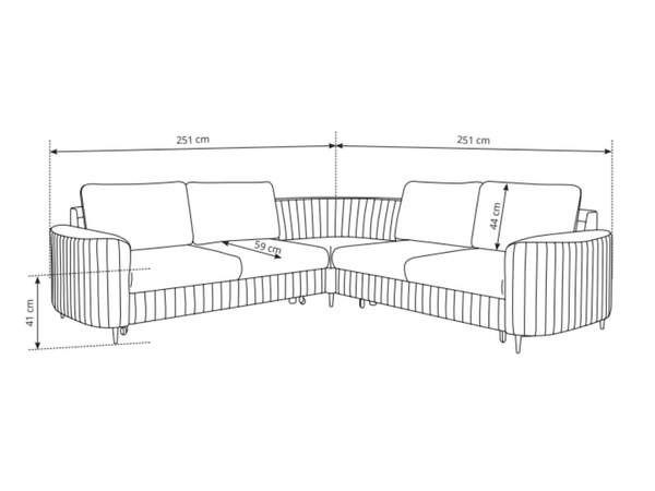 Ecksofa L-Form Rechts mit Schlaffunktion und Bettkasten Limon Creme