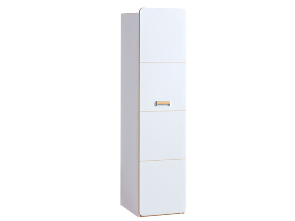 Kleiderschrank mit einer Tür 45 cm, mit Einlegeböden Lindo Weiß, Nash Eiche