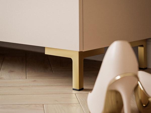 Kommode mit Schubladen und LED-Beleuchtung auf Goldenen Metallbeinen Nuveo Kaschmir