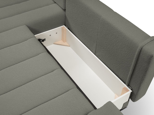 Ecksofa mit Schlaffunktion und Bettkasten Links Adoro Grau