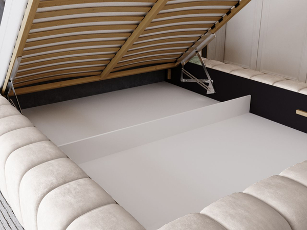 Polsterbett mit Bettkasten und Lattenrost 180x200 Italia Creme
