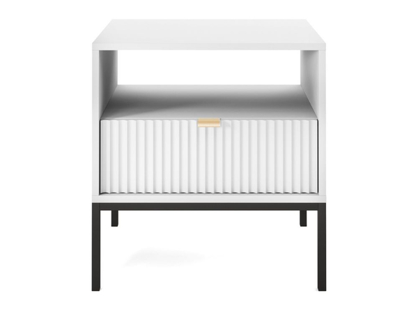 Nachtschrank mit Schublade Amber Weiß, Schwarz Frame
