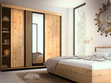 Schiebetürenschrank 240 cm mit Spiegel, mit Lamellen für das Schlafzimmer Lavore Wotan Eiche, Schwarz matt