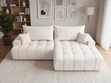 Ecksofa L-Form mit Schlaffunktion und Bettkasten Tulio Rechts Creme