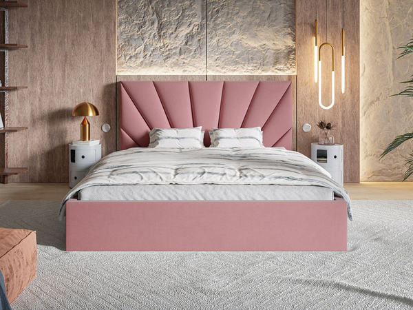 Polsterbett mit Bettkasten und Lattenrost 120x200 Orlo Rosa