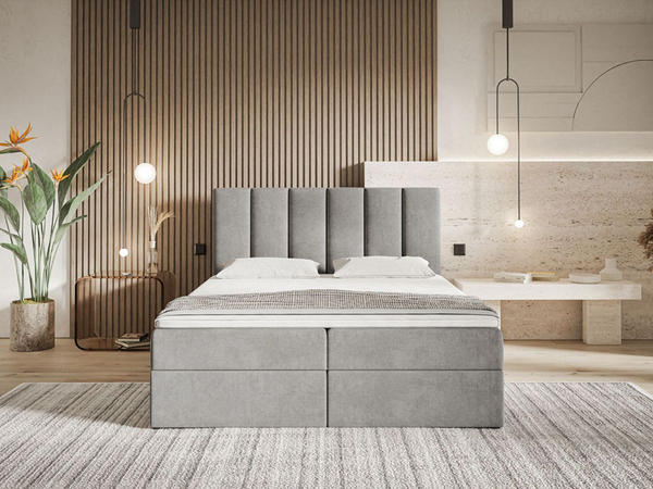 Boxspringbett mit Bettkasten 160x200 Cascada Grau