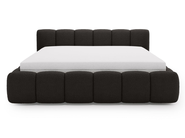 Polsterbett mit Bettkasten und Lattenrost 140x200 Cloud Low Bouclé-Stoff Schwarz