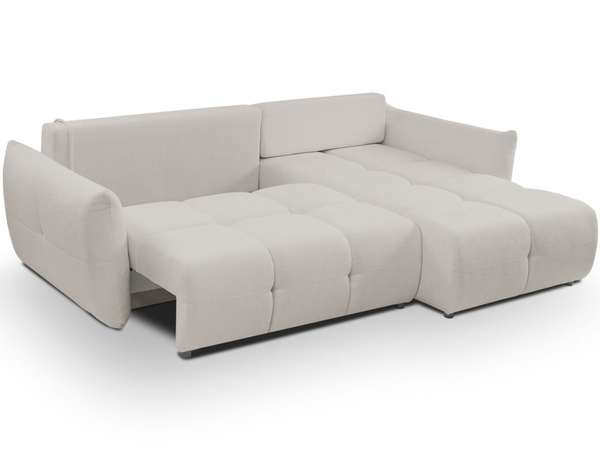 Ecksofa L-Form mit Schlaffunktion und Bettkasten Bene Hellgrau