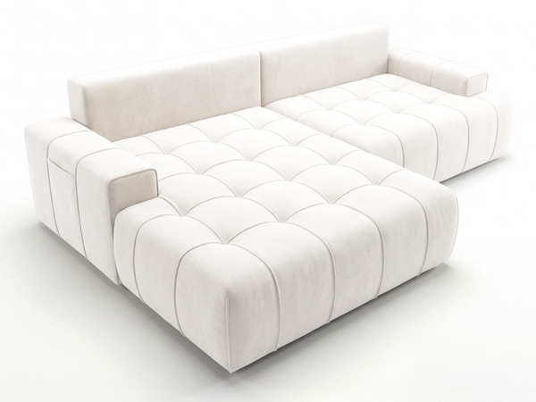 Ecksofa L-Form mit Schlaffunktion und Bettkasten Tulio Links Creme