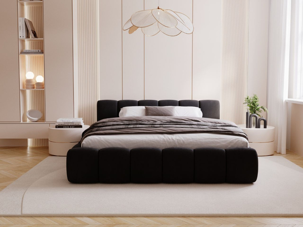 Polsterbett mit Bettkasten und Lattenrost 160x200 Cloud Low Schwarz