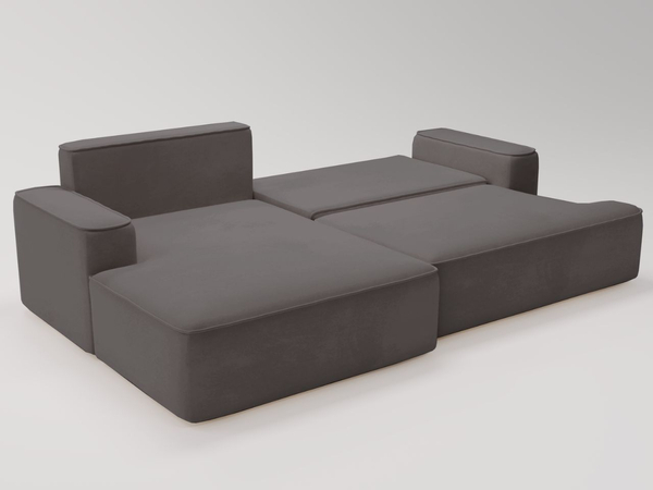 Ecksofa L-Form Links mit Schlaffunktion und Bettkasten California Dunkelgrau