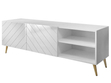 TV-Schrank mit gefrästen Fronten und goldenen Metallbeinen Vionel Weiß glänzend