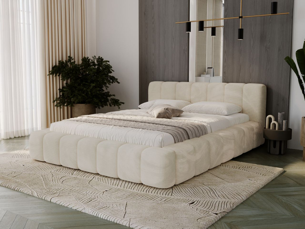 Polsterbett mit Bettkasten und Lattenrost 120x200 Ibiza Creme