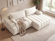 Ecksofa L-Form Rechts mit Schlaffunktion und Bettkasten Caleo Creme