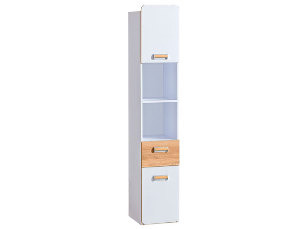 Bücherregal mit Schublade für ein Teenagerzimmer Lindo Weiß, Nash Eiche