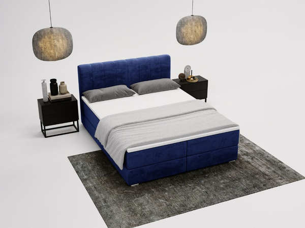 Boxspringbett mit Bettkasten 140x200 Forte Dunkelblau