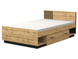 Doppelbett 120x200 mit Schublade Lavore Wotan Eiche, Schwarz matt